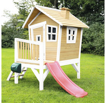Spielhaus aus Holz mit Rutsche für den Garten