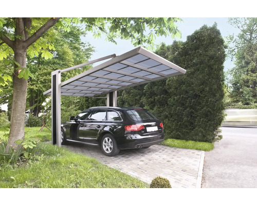 Einzelcarport Ximax My-Port Typ 60 Aluminium eloxiert 302,7x503,2 cm Edelstahl-Look