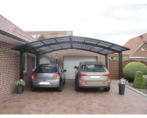 Doppelcarport Ximax Portoforte Typ 80 M-Ausführung Aluminium eloxiert 542,3x495,4 cm braun matt