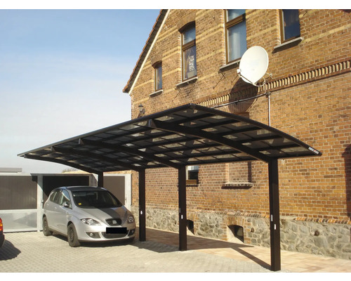 Doppelcarport Ximax Portoforte Typ 80 Tandem Aluminium eloxiert 270,4x982,6 cm braun matt