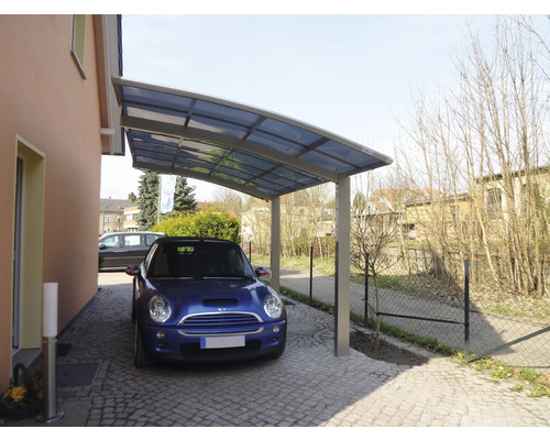 Einzelcarport Ximax Portoforte Typ 60 Aluminium eloxiert 240,5x495,4 cm Edelstahl-Look