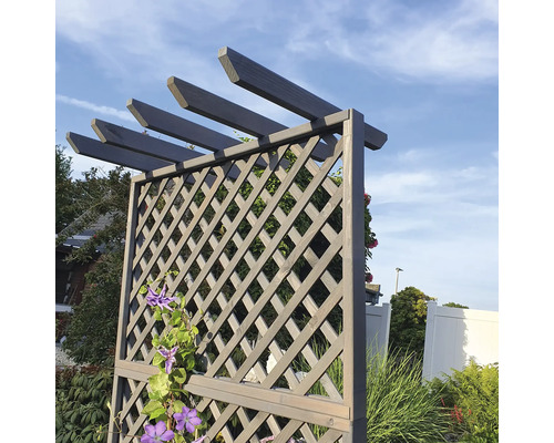 Holzpergola mit Rankgitter im Garten