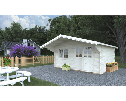 Gartenhaus Palmako Sally 15,5 m² inkl. Fußboden und Vordach 515 x 530 cm tauchgrundiert