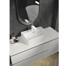 Badezimmer Waschtisch mit Aufsatzwaschbecken, Armatur, Spiegel und Unterschrank