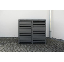Doppelter Mülltonnenbox aus Aluminium für den Außenbereich