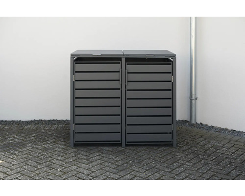 Doppelter Mülltonnenbox aus Aluminium für den Außenbereich