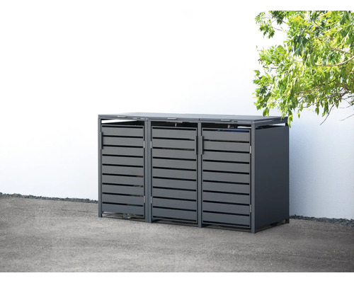Mülltonnenbox für drei Mülltonnen aus Metall