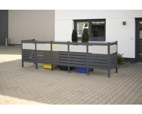 Mülltonnenbox aus Aluminium zur Aufbewahrung von Mülltonnen im Außenbereich