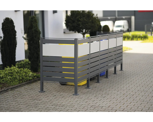 Mülltonnenbox aus Aluminium zur Aufbewahrung von Mülltonnen im Außenbereich