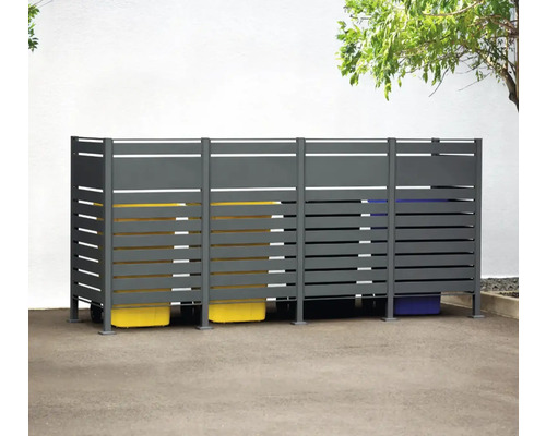 Mülltonnenbox für drei Mülltonnen mit horizontalen Streben