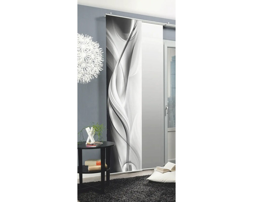 Wohnraum mit Schiebegardine mit abstraktem Muster