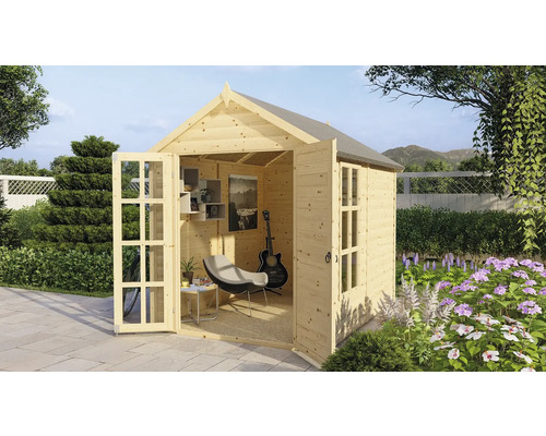 Gartenhaus Konsta Blockhaus LUX 19 mm mit Fußboden 201 x 253 cm natur exclusiv bei Hornbach