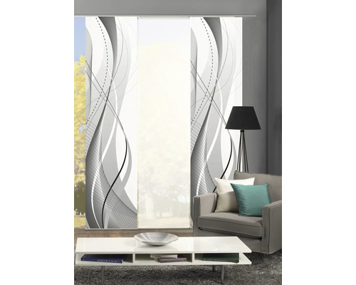 Dekoratives Schiebeelement mit abstraktem Design im Wohnzimmer