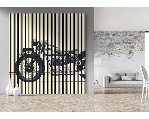 Wandbild mit Motorradmotiv im modernen Wohnraum.