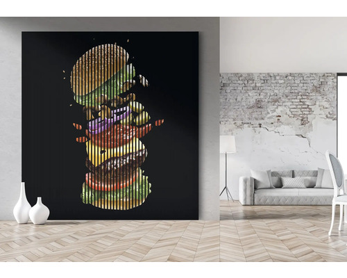 Dekoratives Wandbild mit Burgermotiv im modernen Interieur