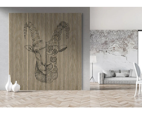 Dekoratives Wandpaneel mit Ziege Design im modernen Wohnraum.