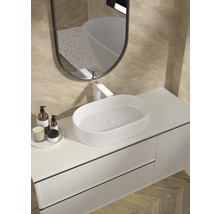 Modernes Badezimmer mit Aufsatzwaschbecken, Waschtischunterschrank und Spiegel