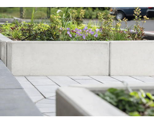 Blumenkübel aus Beton mit Bepflanzung im Außenbereich