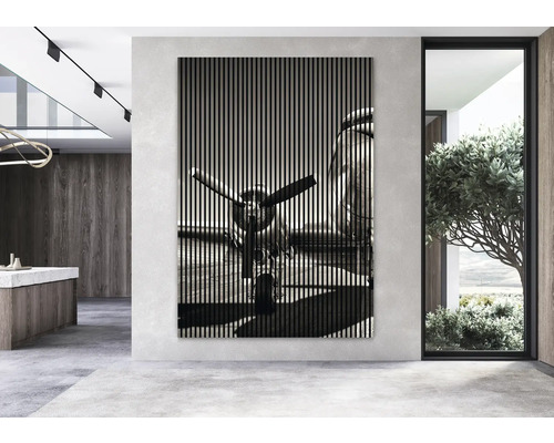 Wandpaneel mit Flugzeugmotiv im modernen Wohnraum
