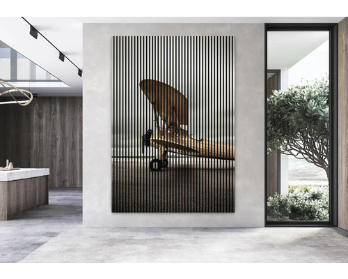 Dekoratives Wandbild mit Flugzeugmotiv in modernem Raum