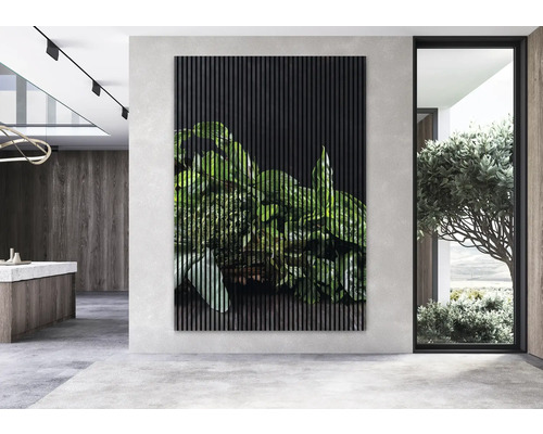 Dekoratives Wandpaneel mit Pflanzenmotiv in modernem Wohnraum