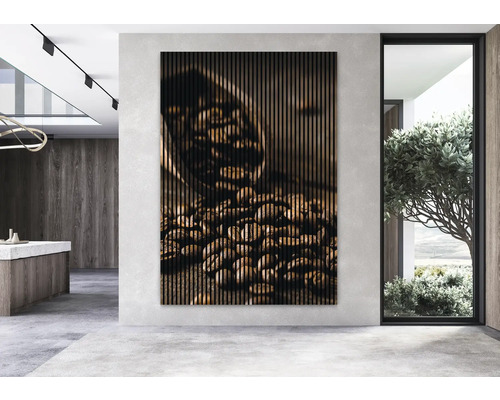 Akustikpaneel mit Kaffeebohnen Motiv im modernen Raum