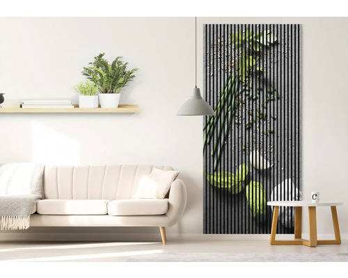 Dekoratives Wandpaneel mit Gemüsemotiv im Wohnzimmer