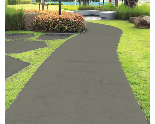 Gartenweg mit Rasen und Bepflanzung