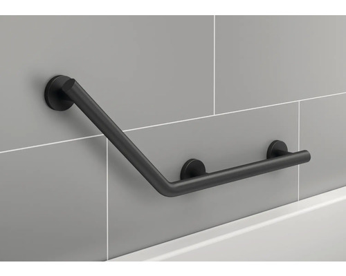 Schwarzer Haltegriff für das Badezimmer an einer Wand montiert