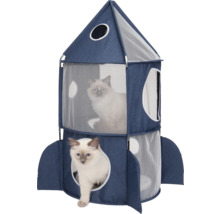 Katzen-Spielzelt im Raketen-Design mit zwei Katzen