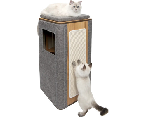 Katzenkratzbaum mit zwei Katzen