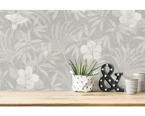 Tapete mit Blumen- und Blattmuster