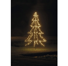 Beleuchteter Weihnachtsbaum für den Außenbereich mit warmweißen Lichtern.