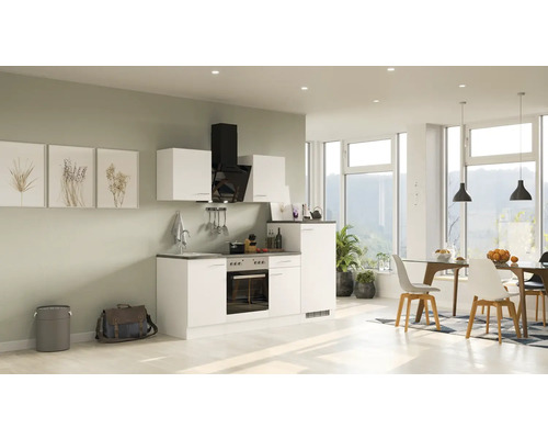 Küchenblock Flex Well Lucca weiß/weiß 220 cm inkl. Einbaugeräte 12328 jetzt  kaufen bei