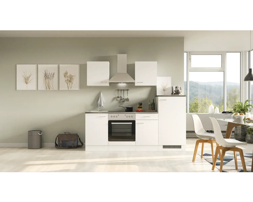 Küchenblock Flex Well Lucca weiß/weiß 220 cm inkl. Einbaugeräte 11558