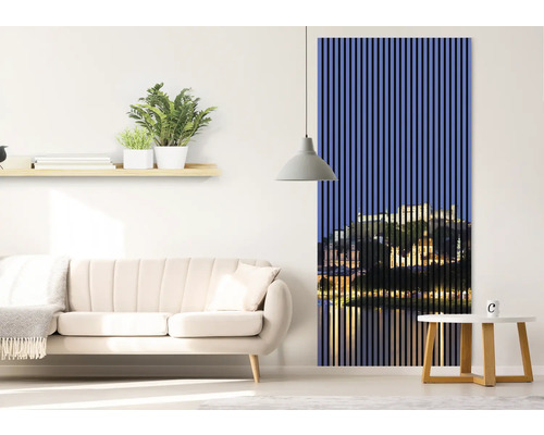 Dekorative Wandpaneele mit Stadtmotiv im Wohnzimmer