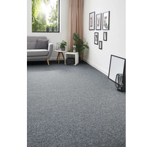 Wohnzimmer mit grauem Teppichboden, Sofa, Fenstern und Dekoration