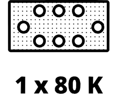 Symbol für ein Stück Schleifpapier der Körnung 80 K