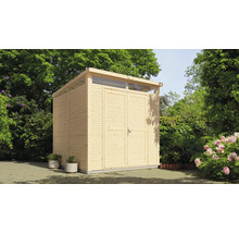 Gartenhaus aus Holz mit Doppeltür und Oberlichtern