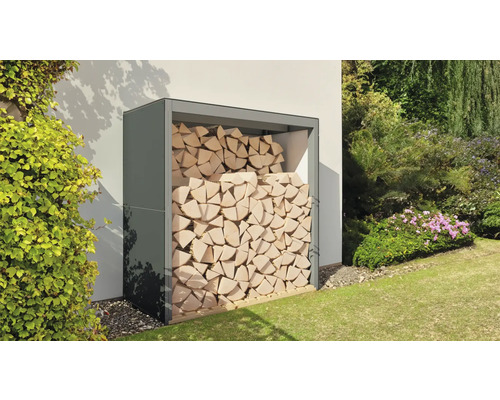 Kaminholzunterstand Bertilo 151 x 75 x 154 cm anthrazit weiß Kaminholzunterstand Bertilo 151 x 75 x 154 cm anthrazit weiß