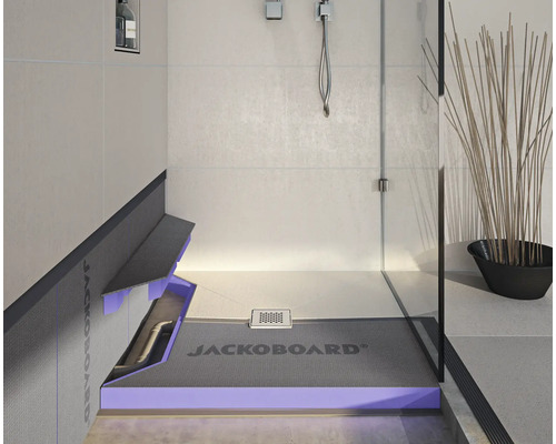 Badezimmer mit Duschboden und Entwässerungssystem von Jackoboard