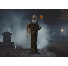 Halloween-Dekoration: Gruseliger Clown mit Ballon als stehende Figur