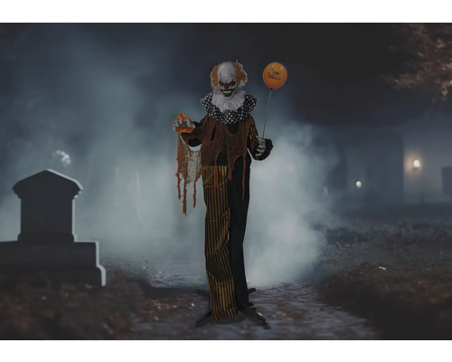 Halloween-Dekoration: Gruseliger Clown mit Ballon als stehende Figur