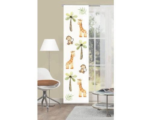 Schiebegardine mit Dschungelmotiven im Wohnzimmer