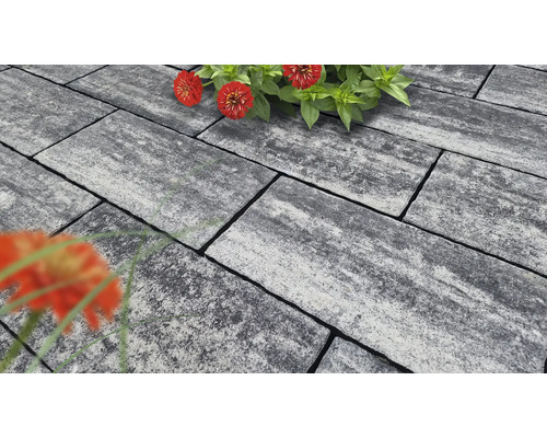 Beton Terrassenplatte iStone Mediteran weiß-schwarz 48 x 24 x 3 cm