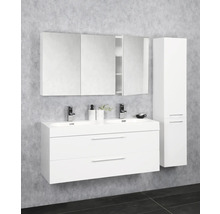 Modernes Badezimmer-Set mit Doppelwaschtisch, Spiegelschrank und Hochschrank