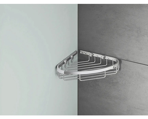 Eckregal aus Metall zur Badaufbewahrung