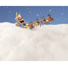 Weihnachtliche Dekoration mit Santa Claus im Schlitten gezogen von Rentieren