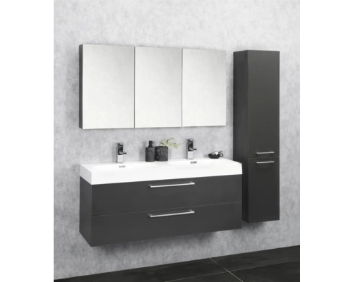 Badezimmer-Set mit Waschbeckenunterschrank, Spiegelschrank und Hochschrank