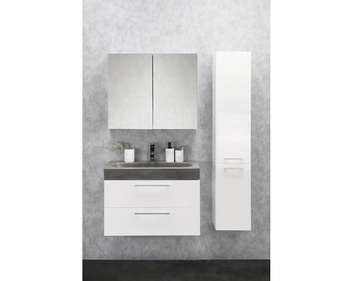 Modernes Badezimmer-Set mit Waschtischunterschrank, Spiegel und Hochschrank